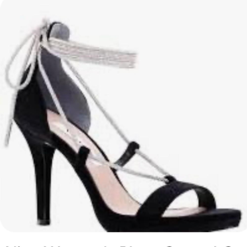 New BLACK VELVET HEEL PLATFORM with CRYSTAL CORD  (size: 8.5)